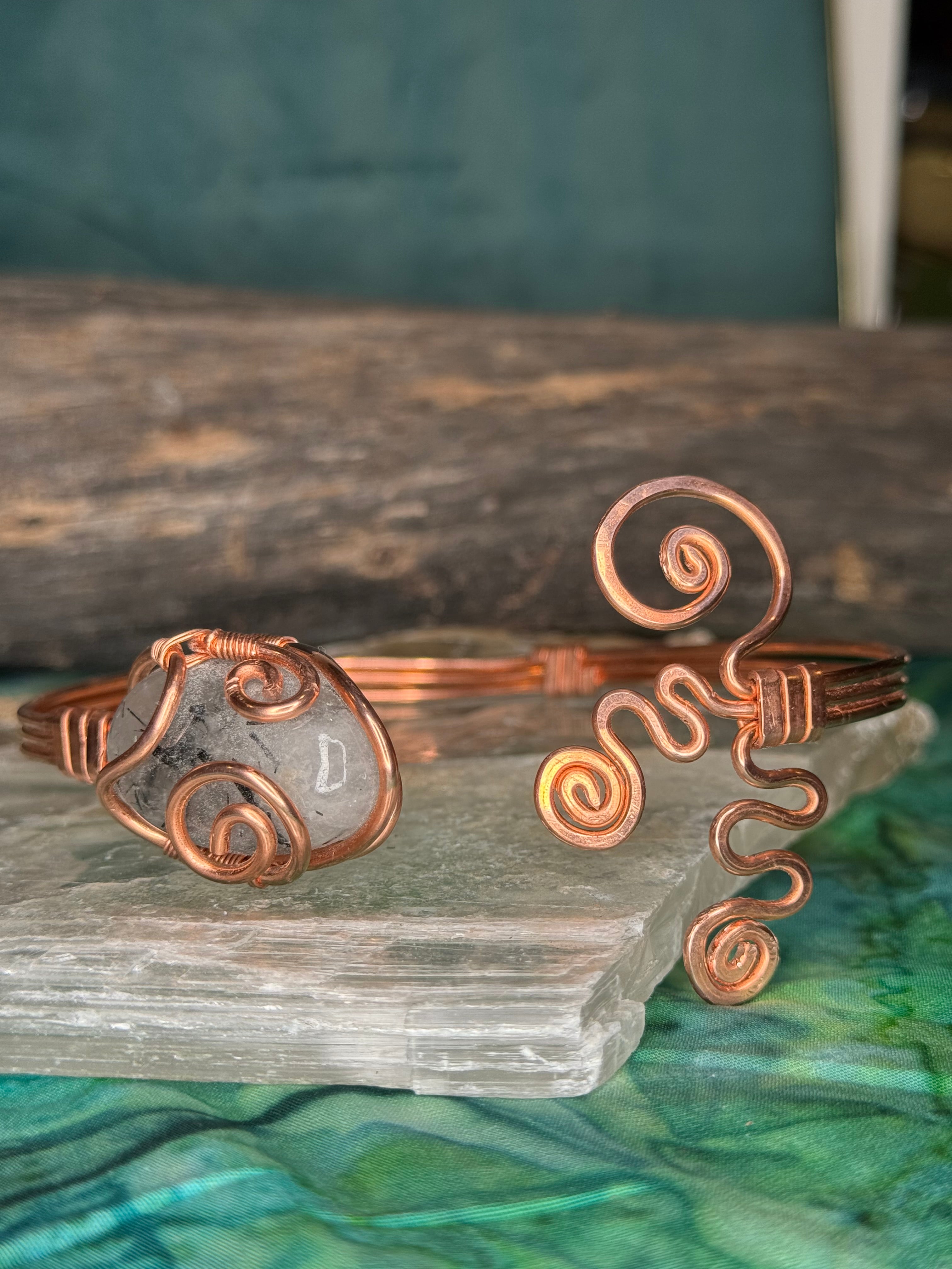 Tourmalinated Quartz Arm Cuff : A
